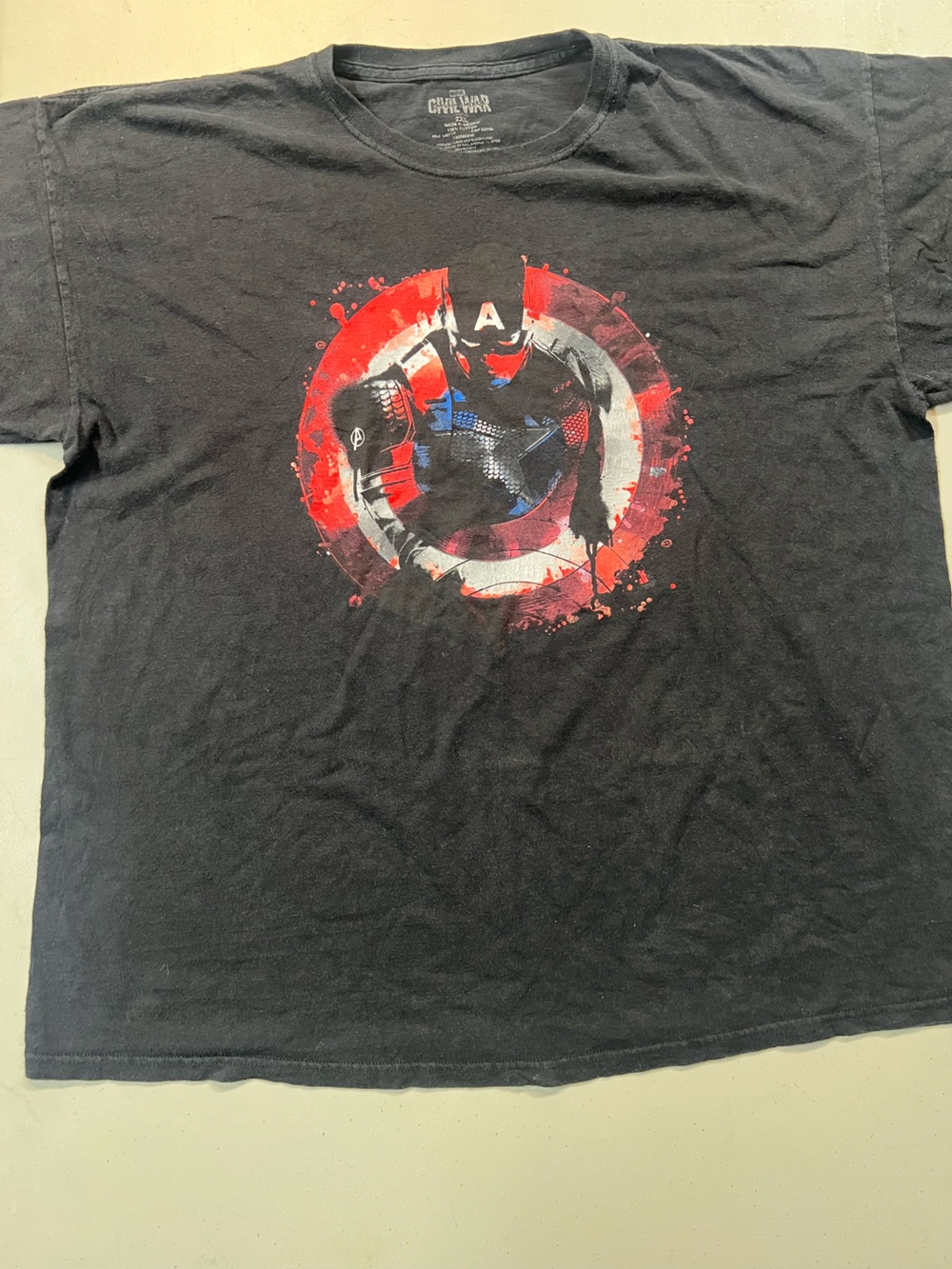 Marvel Captain America Shield Graphic Tee Black Size XXL
